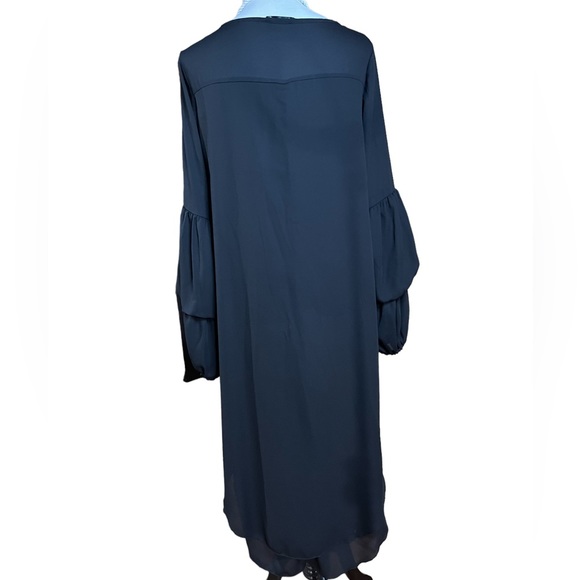 PrettyGarden Black High Low Bubble Sleeve Chiffon Blouse Drama Asymmetrical Top‎ - Picture 5 of 6